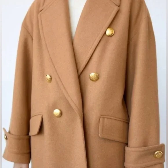 Zara Gold Button Coat - Picture 5 of 12